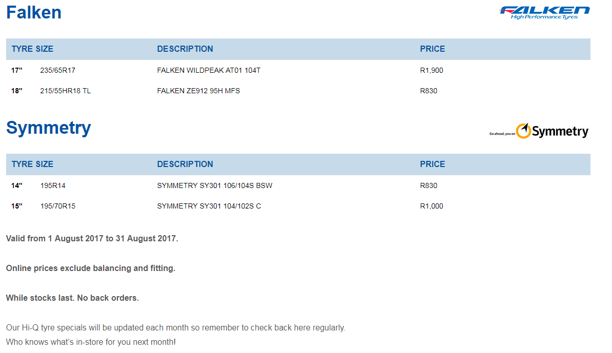 Valid from 1 August 2017 to 31 August 2017.