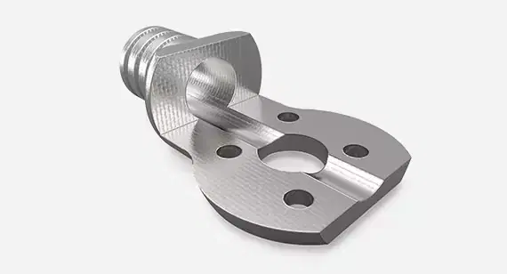 Aluminum component turned on a lathe